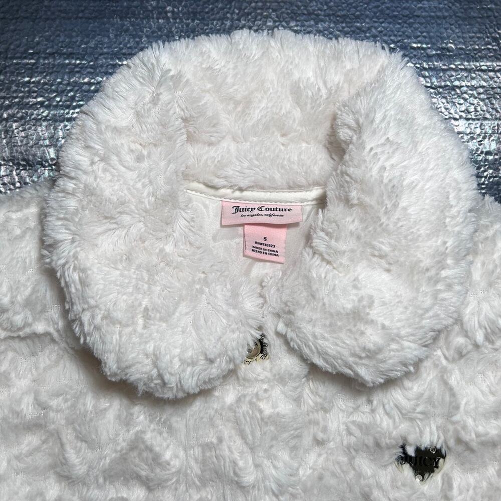 Juicy Couture Girls White Faux Fur Coat Size 5 - Picture 2 of 11